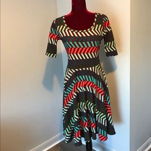Lularoe Midi Dress Nicole Printed Scoop Neck